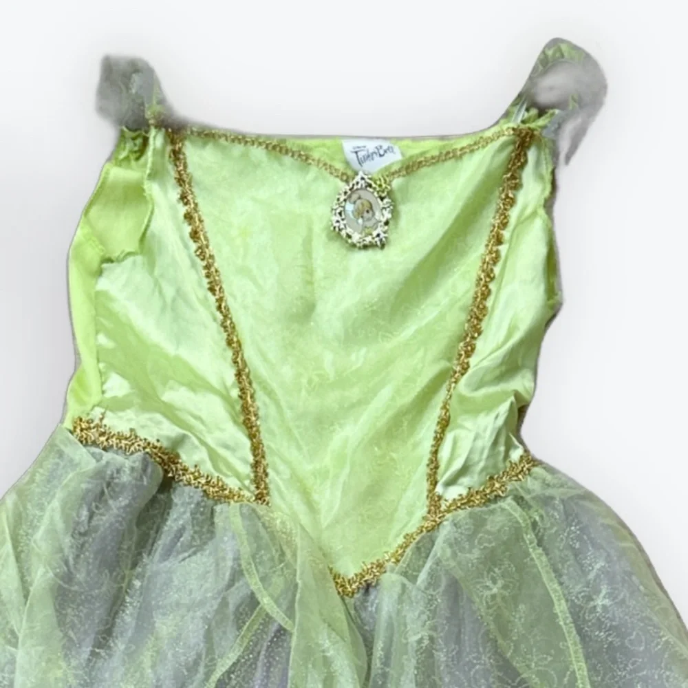 Disney Tinker Bell Flutter Sleeve Gold Trim Medallion Dress-Up Costume ~ M(8-10)